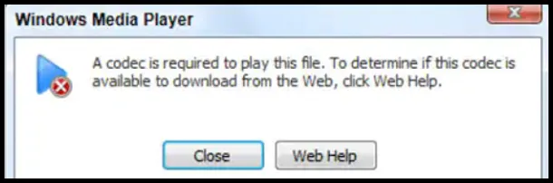 Windows Media player codec error